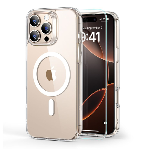 PACK ESR CAPA HYBRID HALOLOCK MAGSAFE & TEMPERED GLASS IPHONE 16 PRO CRYSTAL CLEAR