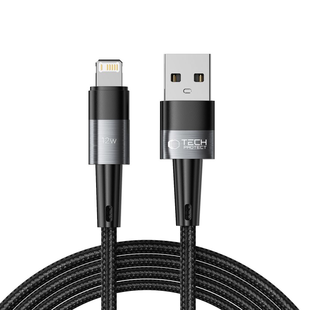 CABO TECH-PROTECT ULTRABOOST LIGHTNING 12W/2.4A 200CM PRETO
