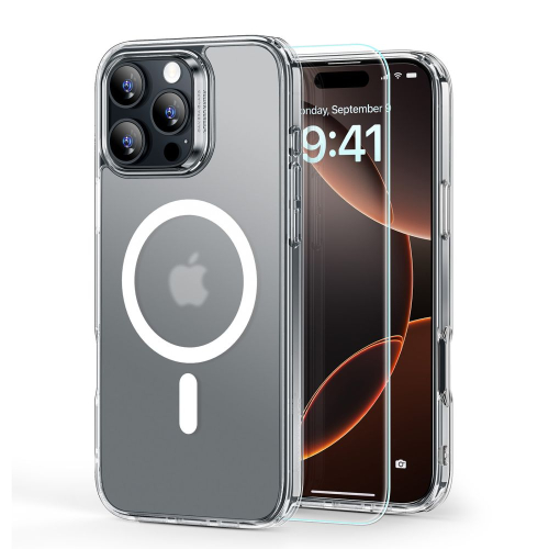PACK ESR CAPA HYBRID HALOLOCK MAGSAFE & TEMPERED GLASS IPHONE 16 PRO FROSTED BLACK