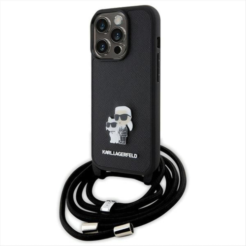CAPA KARL LAGERFELD IPHONE 16 PRO METAL PIN WITH STRAP - BLACK